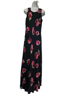 molly malloy black red floral beaded long sleeveless dress Size 10